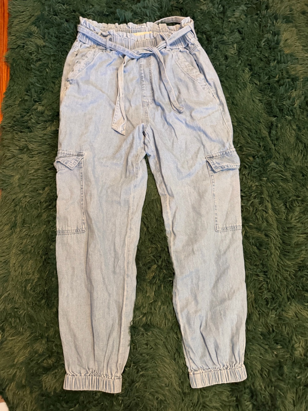 tgla Light Wash Denim Cargo Joggers Size Medium